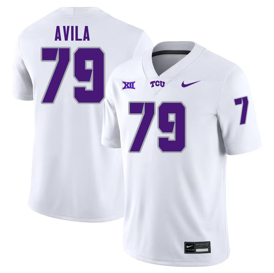 #79 Steve Avila TCU Jersey,Texas Christian University Horned Frogs Football Jersey-White